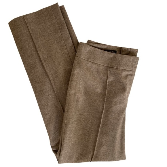 Escada Wool High Waist Pants Metallic Thread Pine - Picture 4 of 7